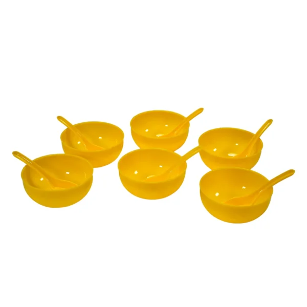 Soup Bowl Spoon Set Plastic For Kitchen & Home Use (6Pcs Set) - Image 2