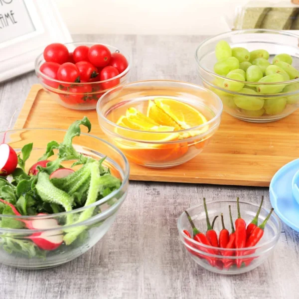 Modern Glass Bowl Set Mixing / Storage Bowls with Lids (5 Pcs Set) - Image 3