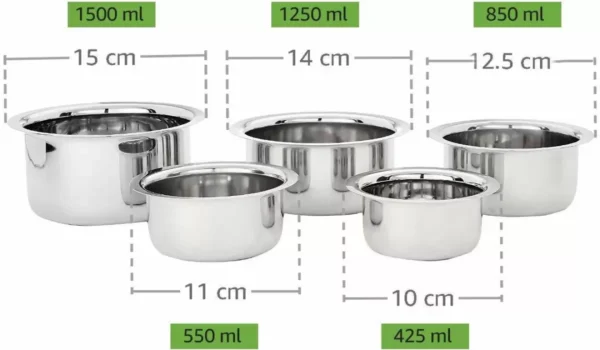 Cookware Set (Stainless Steel, 5 - Piece) - Image 3